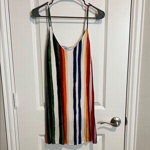 Olivaceous Colorful Striped Dress